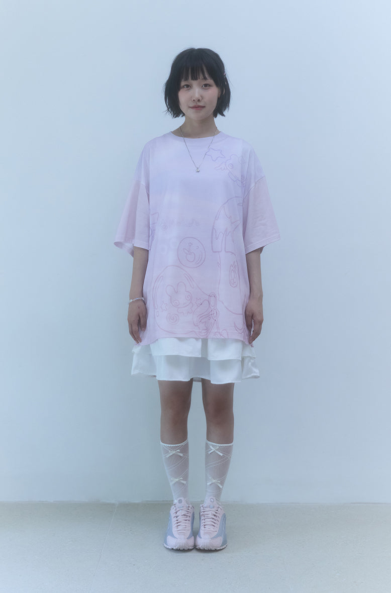 KIRSH X SUNONEBIRD フルプリントビックオーバーサイズ Tシャツ