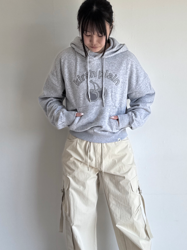 m KIRSH チェリー スウェット トレーナー グレー 新作 人気 トレーナー スウェット KIRSH BIG CHERRY CROP SWEATSHIRT/キルシー