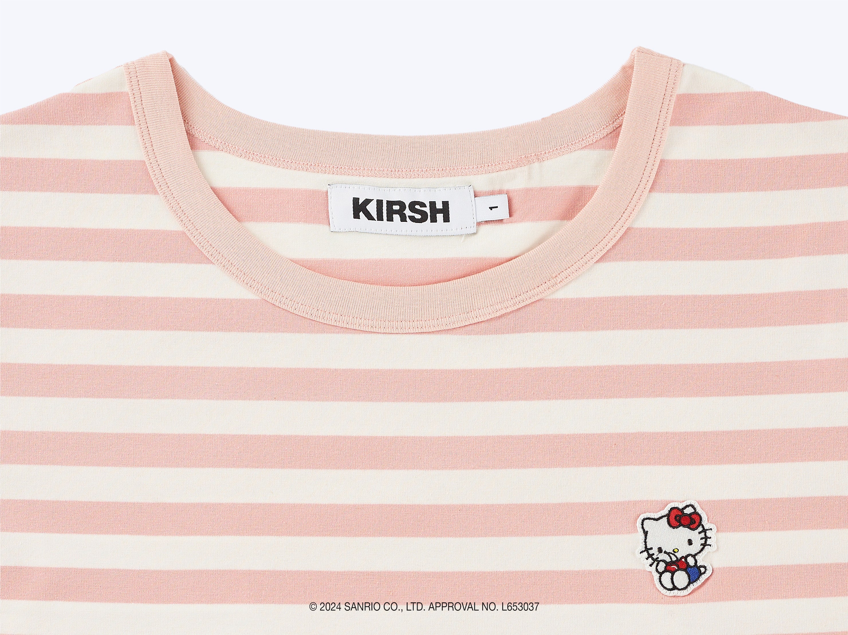 【KIRSH X HELLO KITTY】ストライプオーバーフィットTシャツ【ピンク】