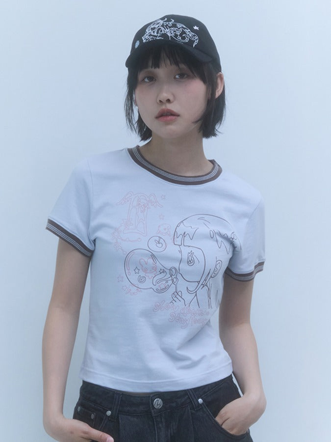 ★KIRSH★ Kirsh X Sunwon Bird Stripe Loose Fit T-Shirt Sky MUSINSA | KIRSH Kirsh x Sunwon Bird Stripe Loose Fit T-Shirt