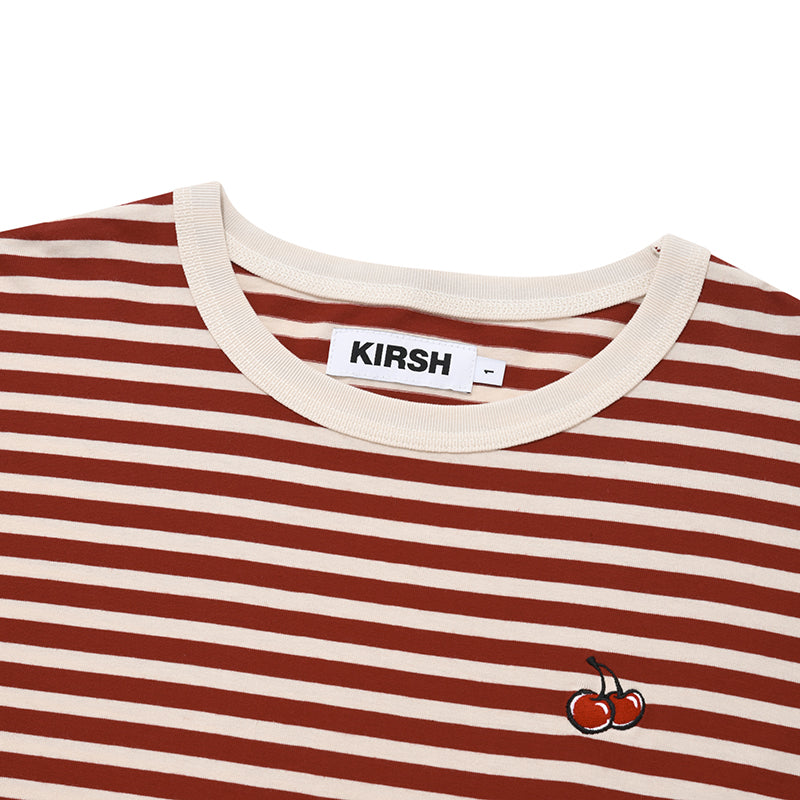 チェリーストライプロングスリーブTシャツ【レッド】